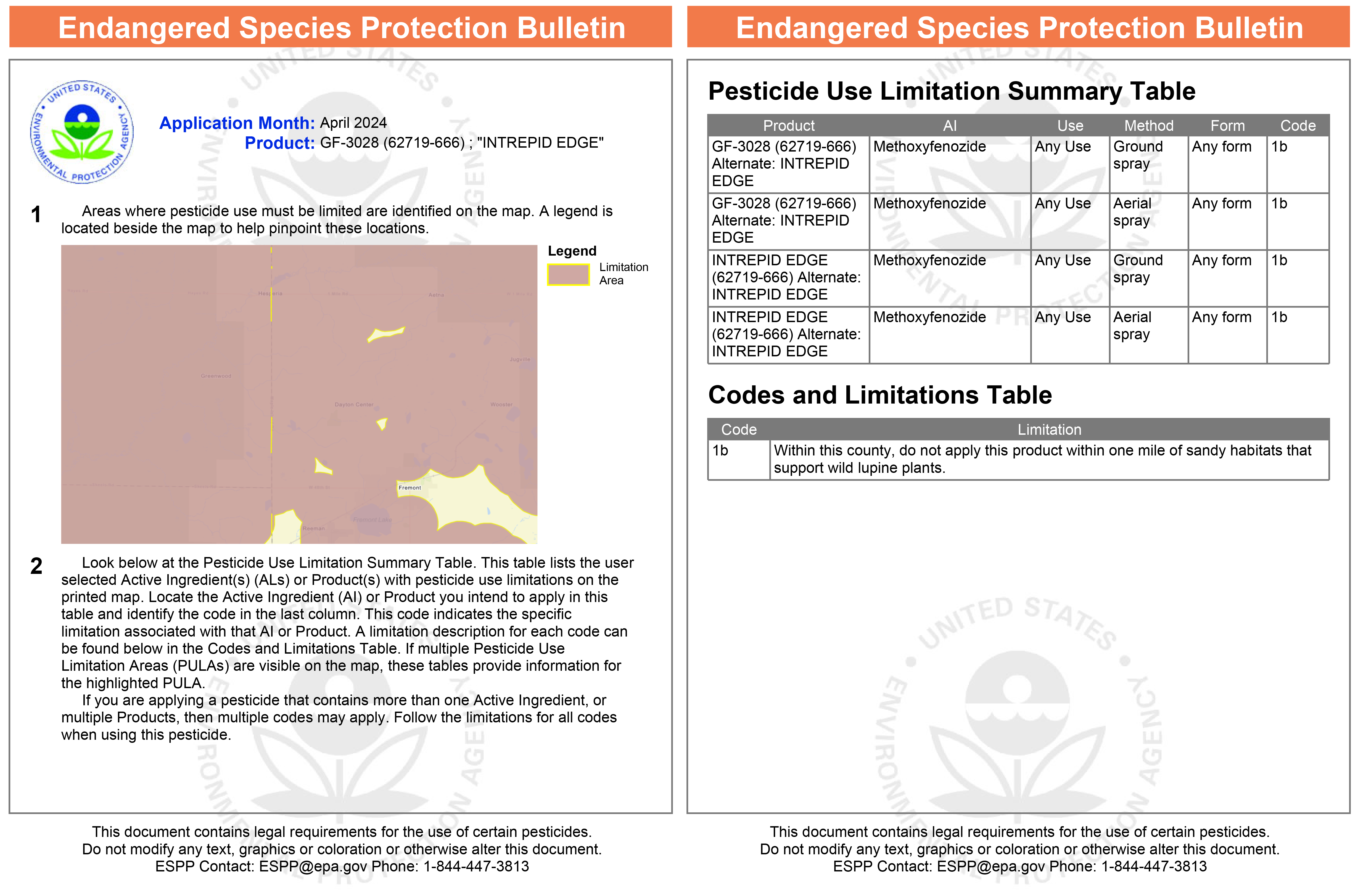 Examples of Endangered Species Protection Bulletins.